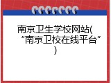 南京卫生学校网站(“南京卫校在线平台”)