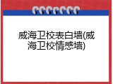 威海卫校表白墙(威海卫校情感墙)