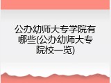 公办幼师大专学院有哪些(公办幼师大专院校一览)