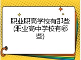 职业职高学校有那些(职业高中学校有哪些)