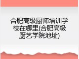 合肥高级厨师培训学校在哪里(合肥高级厨艺学院地址)