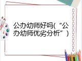 公办幼师好吗(“公办幼师优劣分析”)