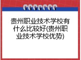 贵州职业技术学校有什么比较好(贵州职业技术学校优势)