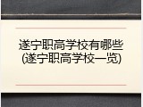 遂宁职高学校有哪些(遂宁职高学校一览)