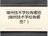 宿州技术学校有哪些(宿州技术学校有哪些？)