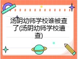 汤阴幼师学校谁被查了(汤阴幼师学校遭查)