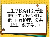 卫生学校有什么专业啊(卫生学校专业包括：医疗护理、公共卫生、药学等。)