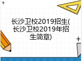 长沙卫校2019招生(长沙卫校2019年招生简章)