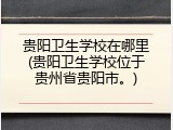贵阳卫生学校在哪里(贵阳卫生学校位于贵州省贵阳市。)