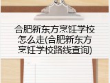 合肥新东方烹饪学校怎么走(合肥新东方烹饪学校路线查询)