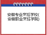 安徽专业烹饪学校(安徽职业烹饪学院)