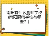 南阳有什么厨师学校(南阳厨师学校有哪些？)