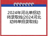 2024年河北单招幼师录取线(2024河北幼师单招录取线)