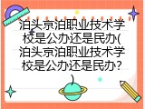 泊头京泊职业技术学校是公办还是民办(泊头京泊职业技术学校是公办还是民办？)