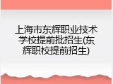 上海市东辉职业技术学校提前批招生(东辉职校提前招生)