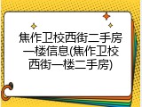 焦作卫校西街二手房一楼信息(焦作卫校西街一楼二手房)