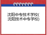 沈阳中专技术学校(沈阳技术中专学校)