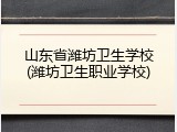 山东省潍坊卫生学校(潍坊卫生职业学校)