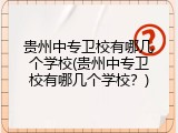 贵州中专卫校有哪几个学校(贵州中专卫校有哪几个学校？)