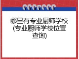 哪里有专业厨师学校(专业厨师学校位置查询)