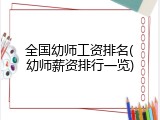 全国幼师工资排名(幼师薪资排行一览)
