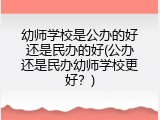 幼师学校是公办的好还是民办的好(公办还是民办幼师学校更好？)