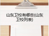 山东卫校有哪些(山东卫校列表)