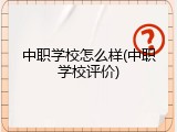 中职学校怎么样(中职学校评价)