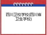 四川卫校学校(四川省卫生学校)