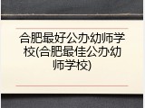 合肥最好公办幼师学校(合肥最佳公办幼师学校)