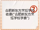 合肥新东方烹饪学校收费("合肥新东方烹饪学校学费")