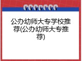 公办幼师大专学校推荐(公办幼师大专推荐)