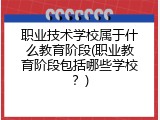 职业技术学校属于什么教育阶段(职业教育阶段包括哪些学校？)