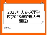 2023年大专护理学校(2023年护理大专课程)