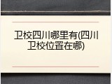 卫校四川哪里有(四川卫校位置在哪)