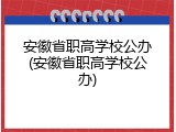 安徽省职高学校公办(安徽省职高学校公办)