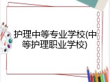 护理中等专业学校(中等护理职业学校)