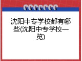 沈阳中专学校都有哪些(沈阳中专学校一览)