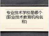 专业技术学校是哪个(职业技术教育机构名称)