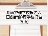 湖南护理学校报名入口(湖南护理学校报名通道)