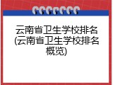 云南省卫生学校排名(云南省卫生学校排名概览)
