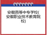 安徽高等中专学校(安徽职业技术教育院校)