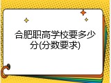 合肥职高学校要多少分(分数要求)