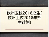 钦州卫校2018招生(钦州卫校2018年招生计划)