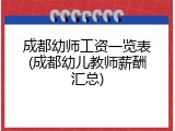 成都幼师工资一览表(成都幼儿教师薪酬汇总)