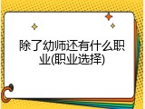 除了幼师还有什么职业(职业选择)
