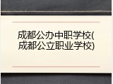 成都公办中职学校(成都公立职业学校)