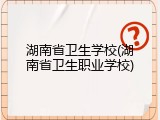 湖南省卫生学校(湖南省卫生职业学校)