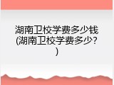 湖南卫校学费多少钱(湖南卫校学费多少？)