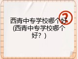 西青中专学校哪个好(西青中专学校哪个好？)